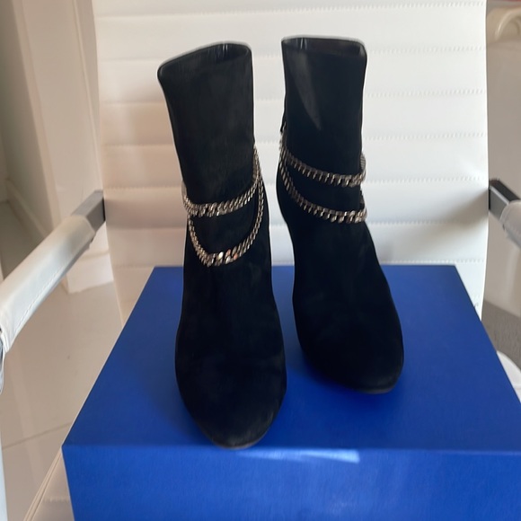 Saint Laurent Ankle Debbie 100 Boots Black Suede with Silver chain detail size39 - Picture 2 of 8